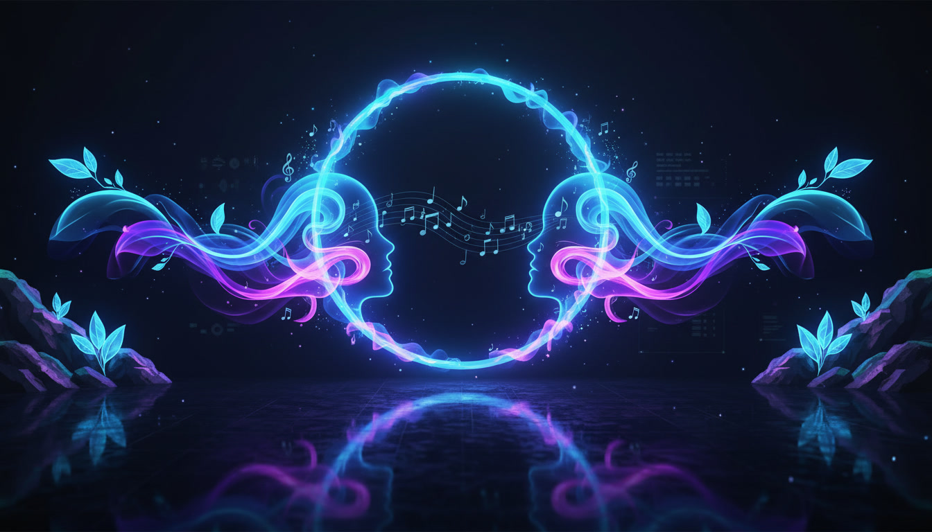 Abstract Mirrora cover — luminous sphere and flowing light trails